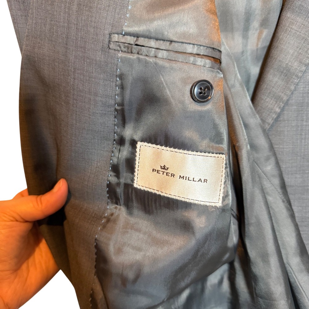Peter‎ Millar Mens 46R Gray 100% Wool Union Made Sport Coat Blazer - Picture 3 of 7